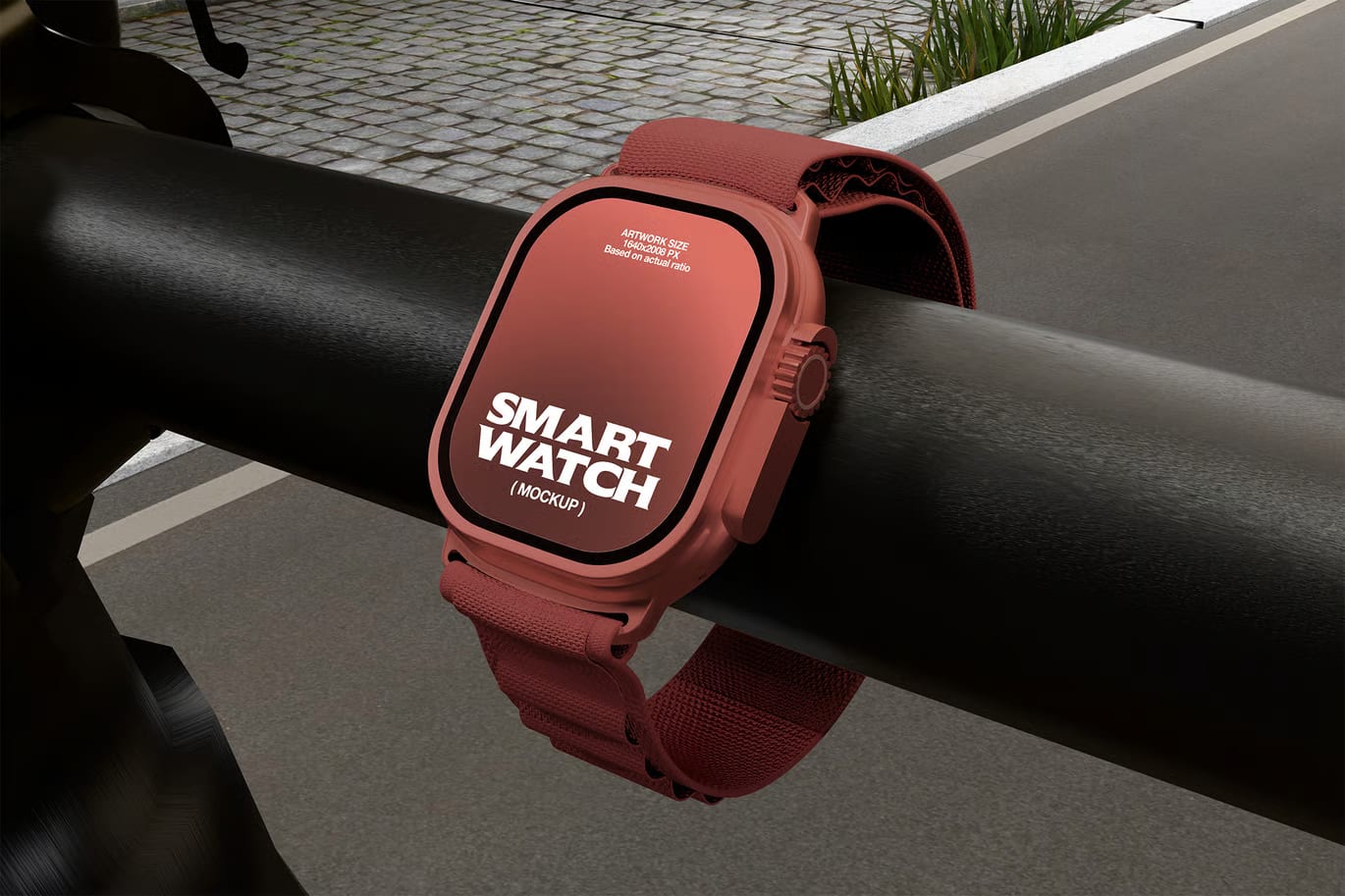 Smartwatch on a Bicycle Free Mockup 2