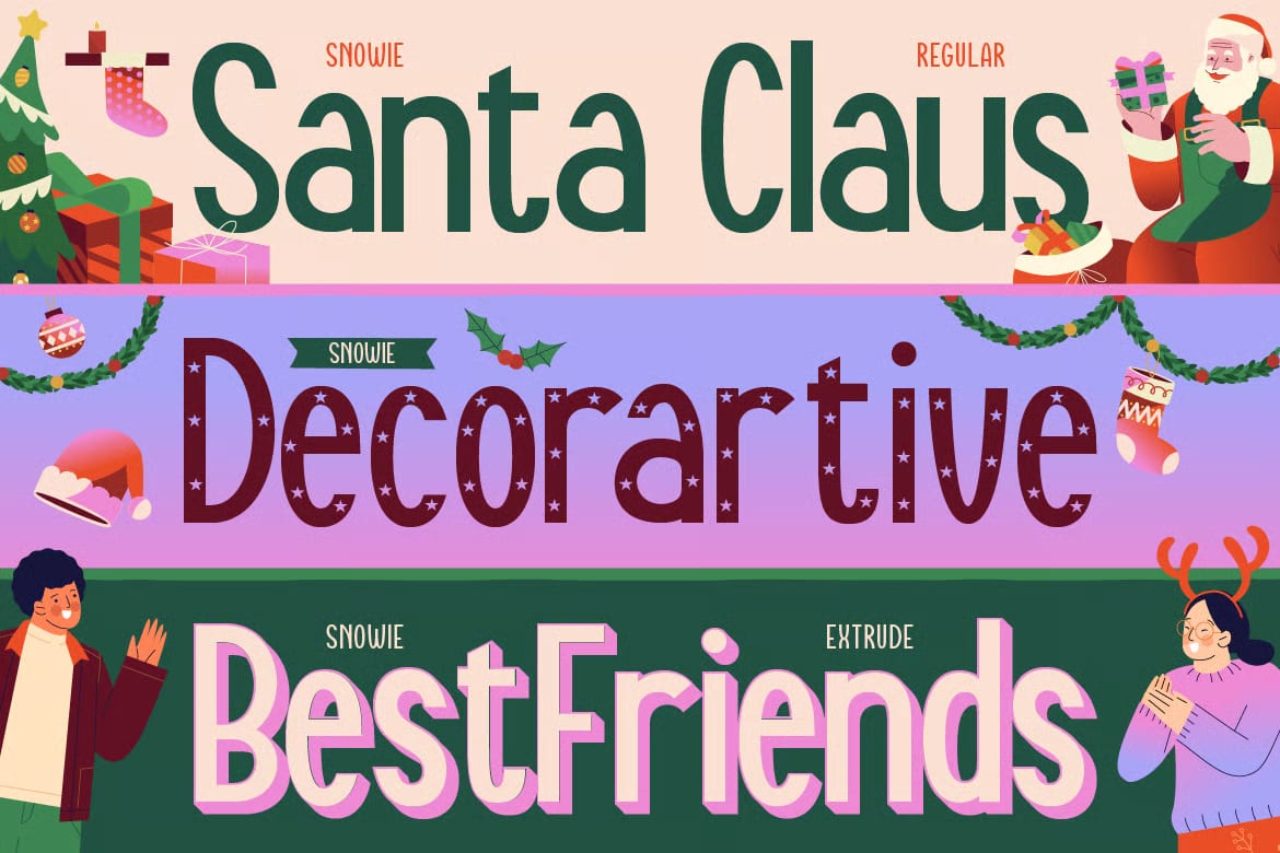 Snowie Free Playful Christmas Display Font 4
