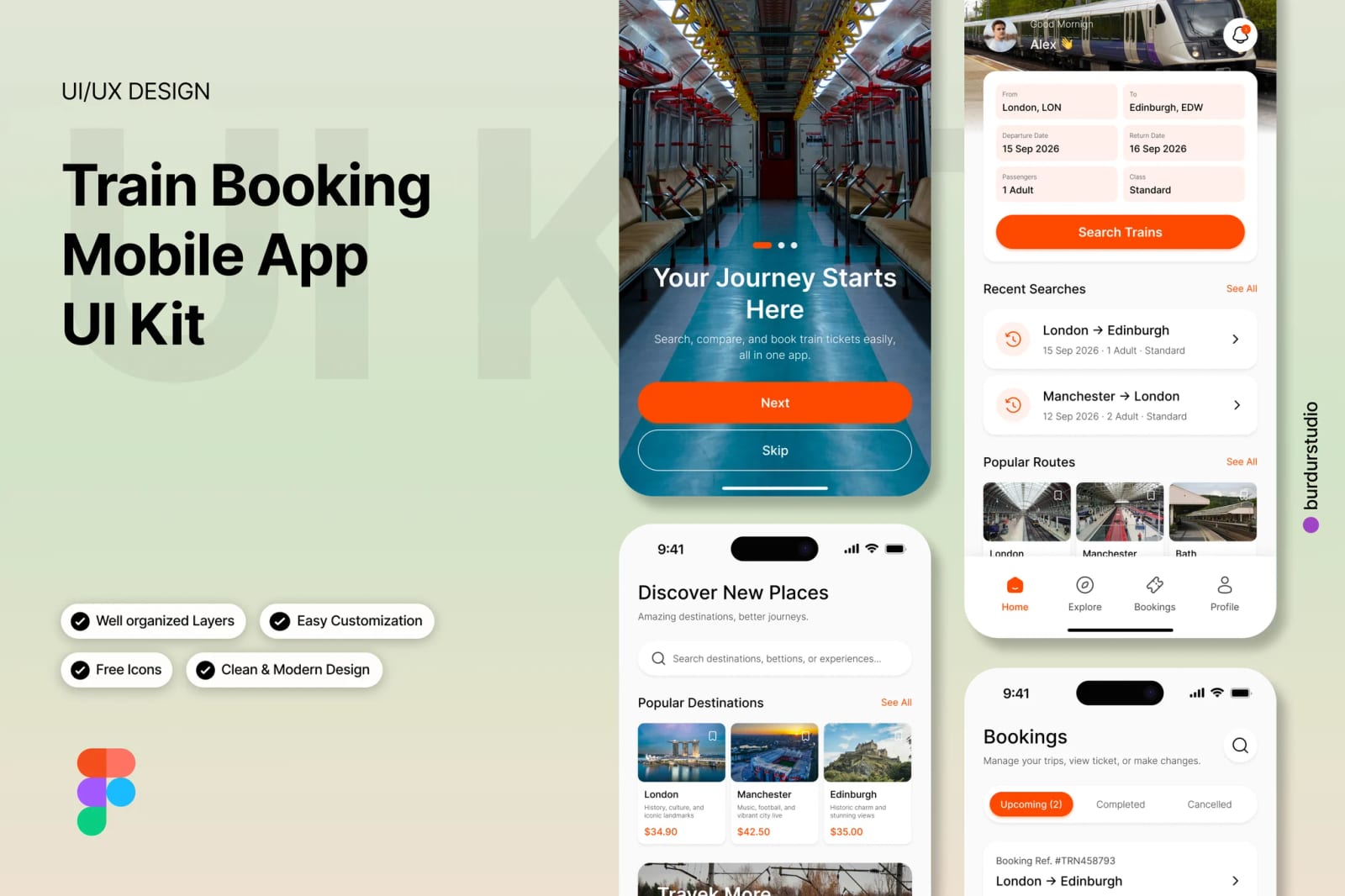 Train Booking Free Mobile App UI Kit 1