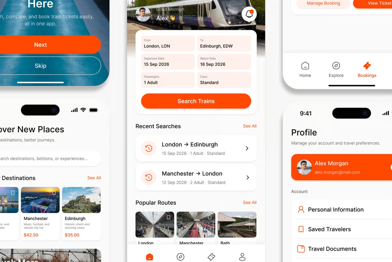 Train Booking Free Mobile App UI Kit 3