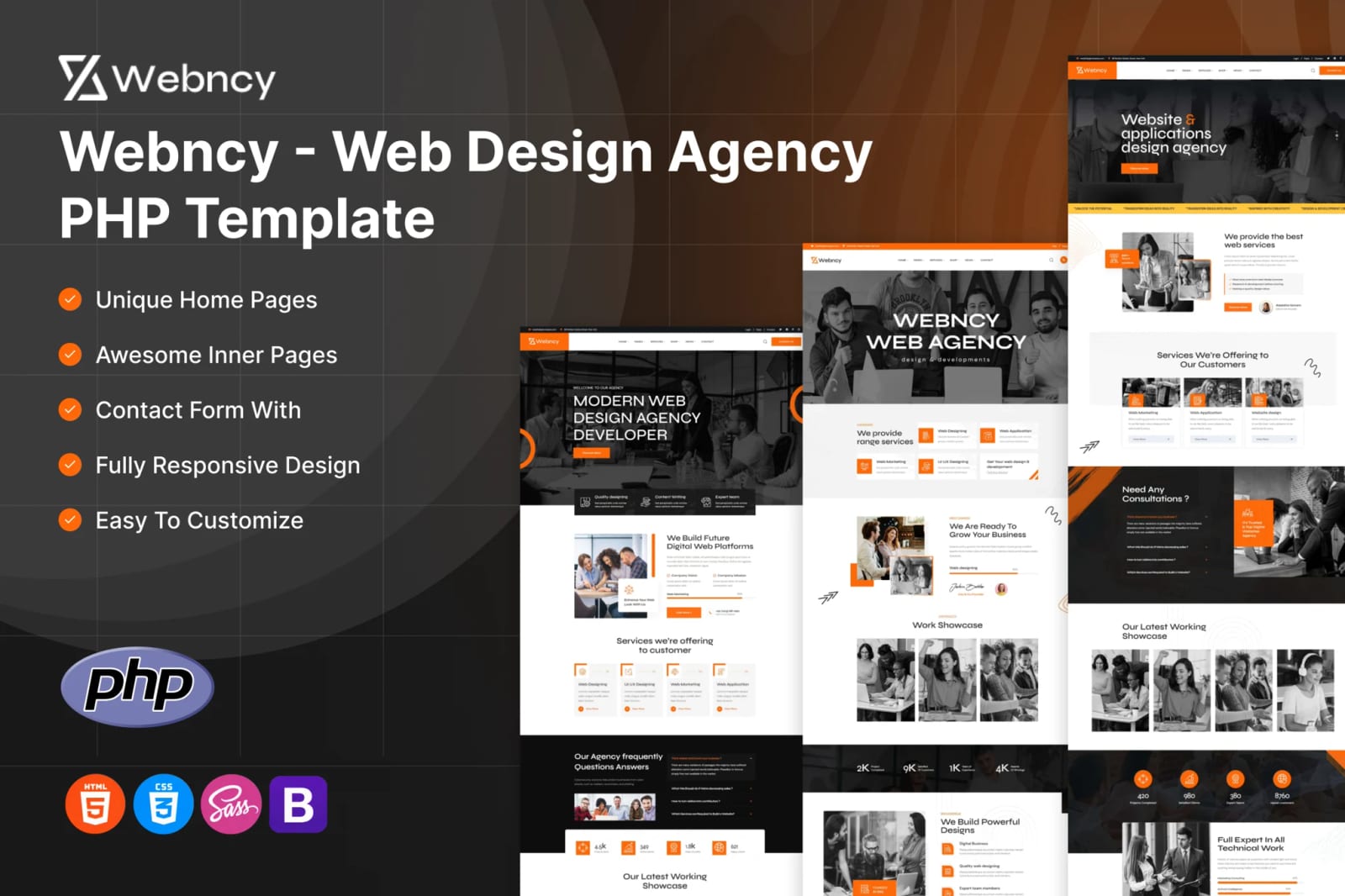 Webncy - Free Web Design Agency PHP Template 1