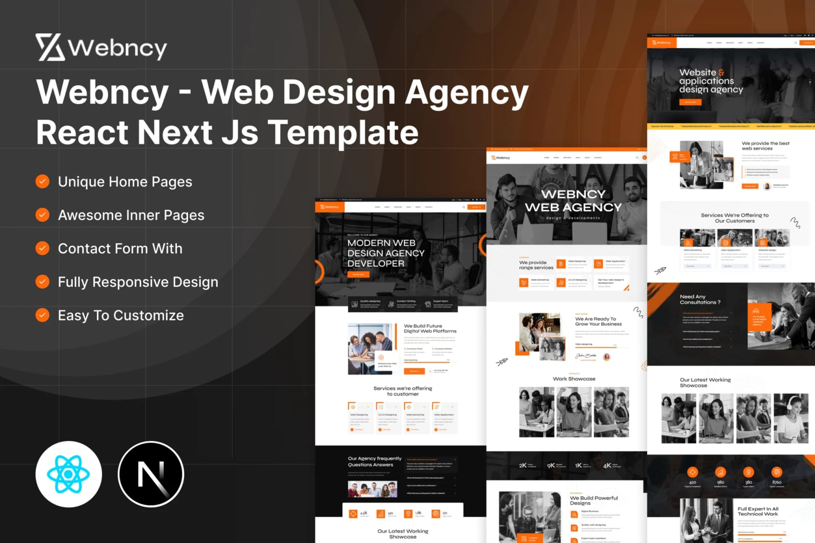 Webncy – Free Web Design Agency React Next Js Template 1