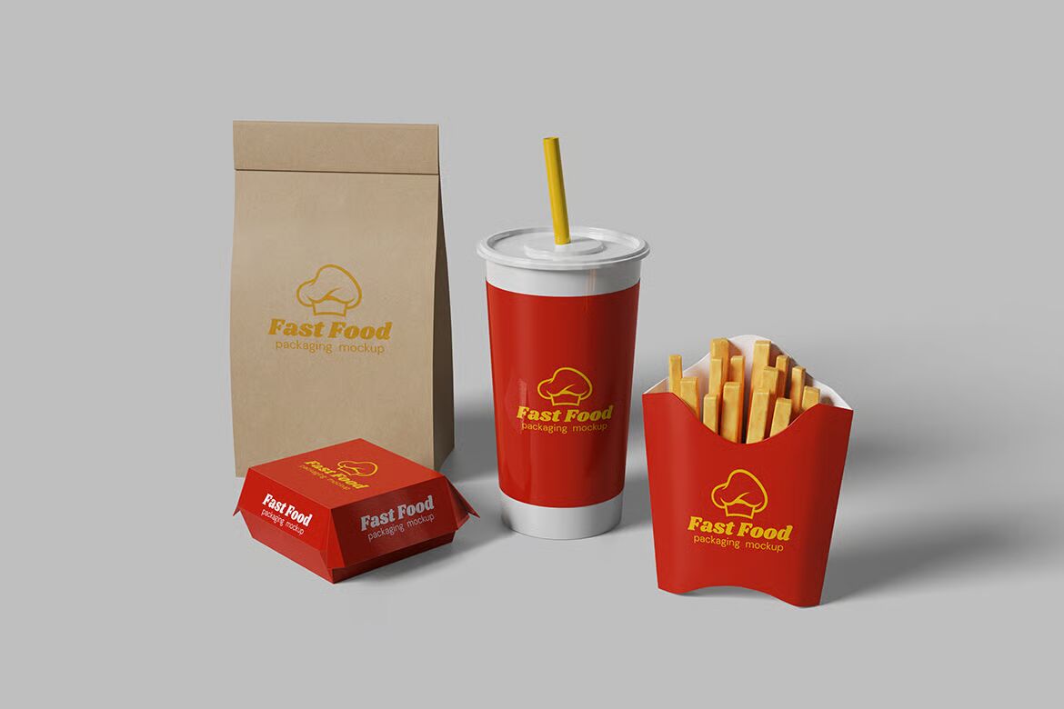Fast Food Packaging Free Mockup – High Quality PSD Set 5_converted